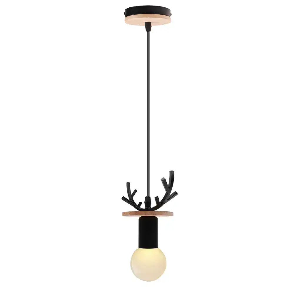 Vintage led wood ceiling pendant light dining room glass globe