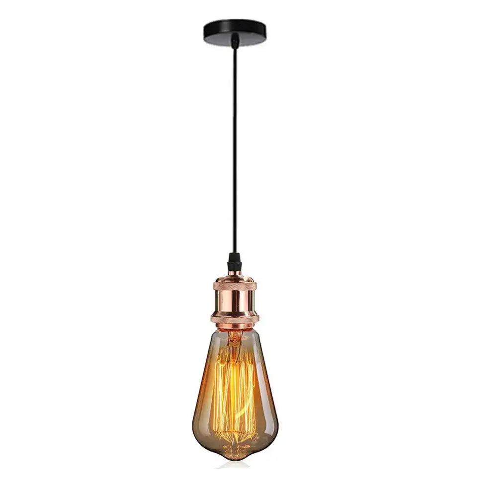 Vintage led wood ceiling pendant light dining room glass globe