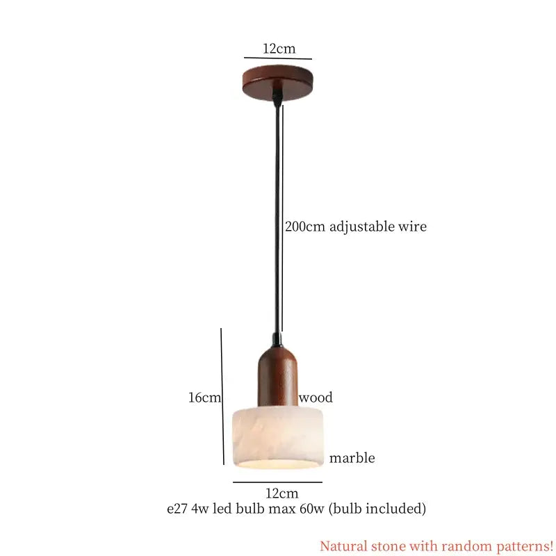Vintage marbled glass ball led pendant light bedroom hanging fixture