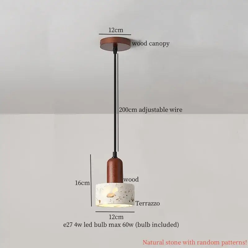 Vintage marbled glass ball led pendant light bedroom hanging fixture