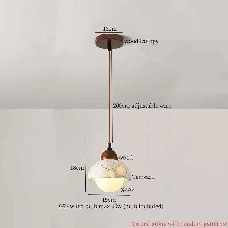 Vintage marbled glass ball led pendant light bedroom hanging fixture