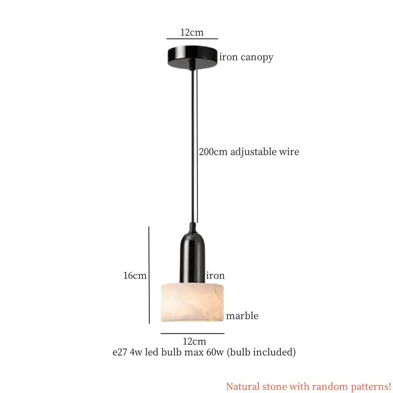 Vintage marbled glass ball led pendant light bedroom hanging fixture