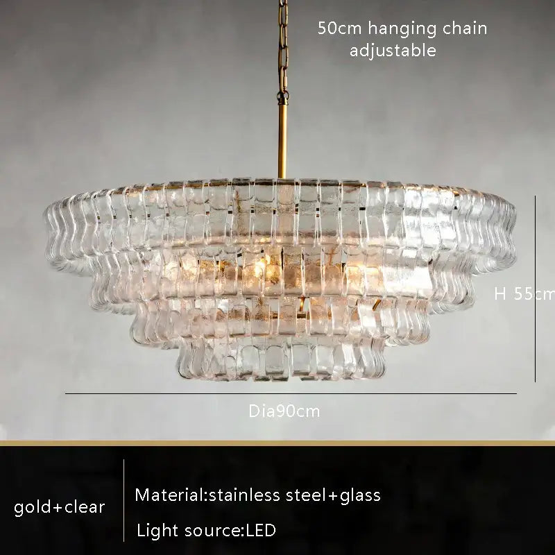 Vintage multi tier brown glass chandelier dining room crystal light