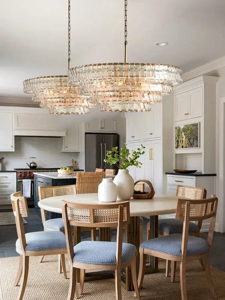 Vintage multi tier brown glass chandelier dining room crystal light