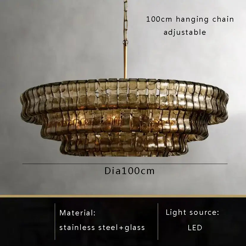 Vintage multi tier brown glass chandelier dining room crystal light