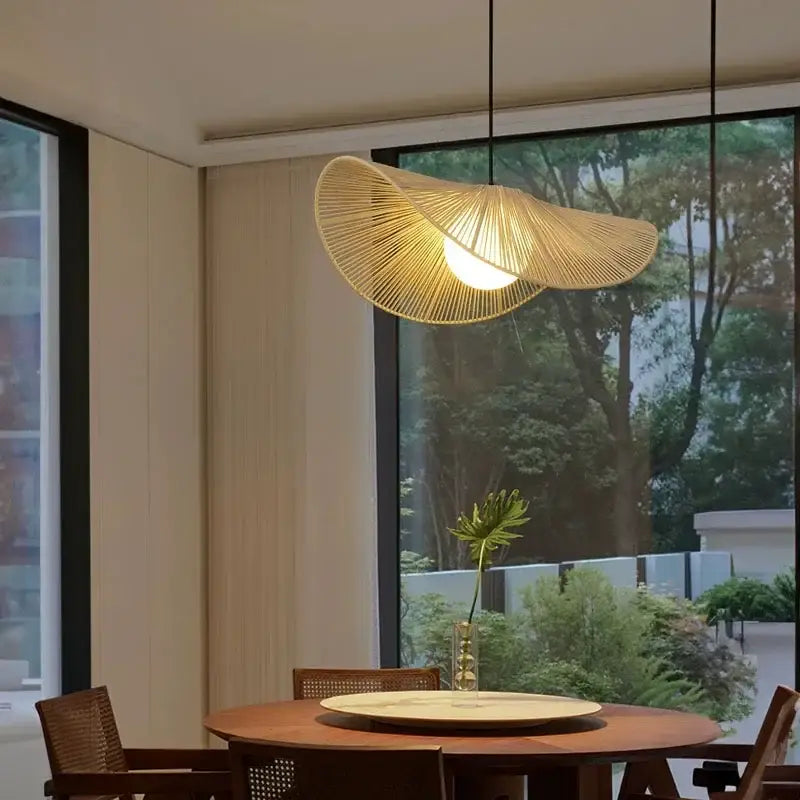 Vintage off-white cotton rope hat pendant lights bedroom chandelier