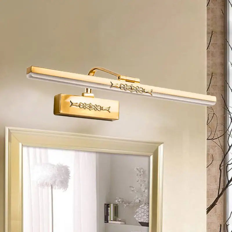 Vintage ornate brass finish integrated led sconce light bedroom