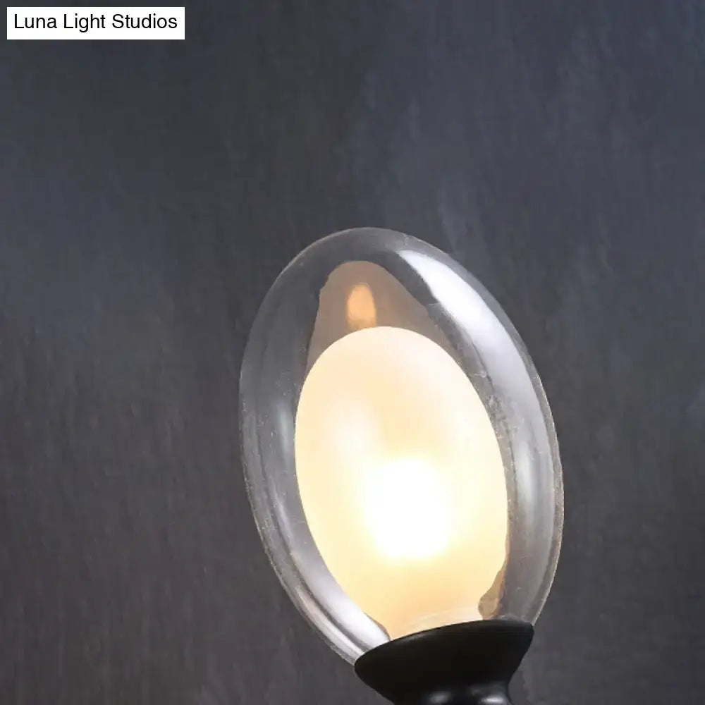 Vintage oval wall sconce brass & black bedroom glass light