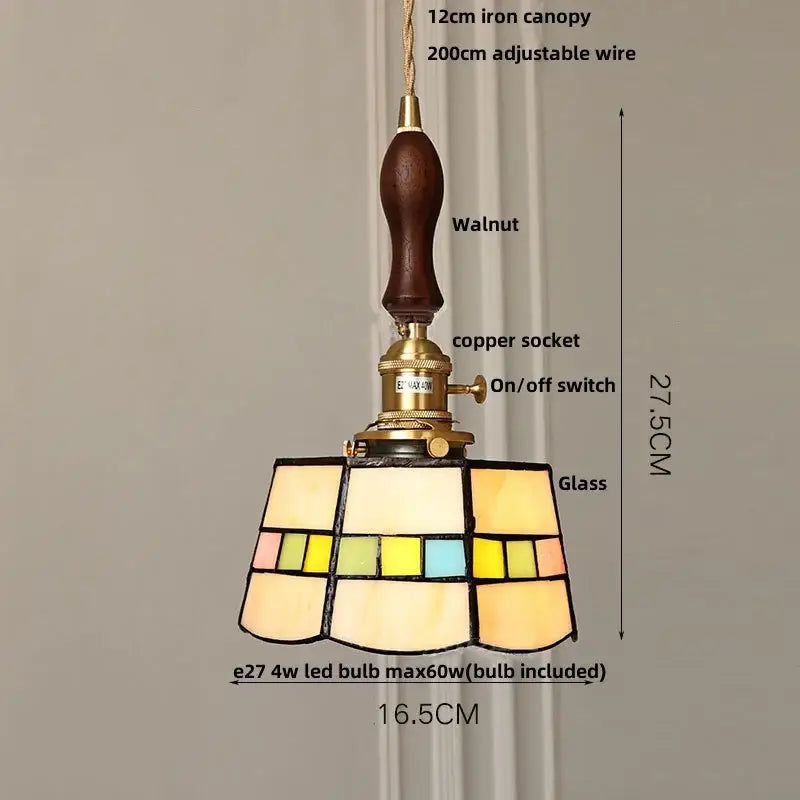 Vintage pale blue enamel pendant light with ceramic knob switch living room
