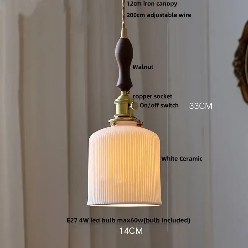 Vintage pale blue enamel pendant light with ceramic knob switch living room