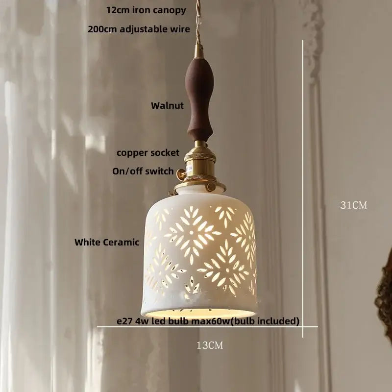 Vintage pale blue enamel pendant light with ceramic knob switch living room