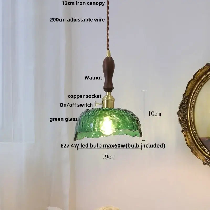 Vintage pale blue enamel pendant light with ceramic knob switch living room