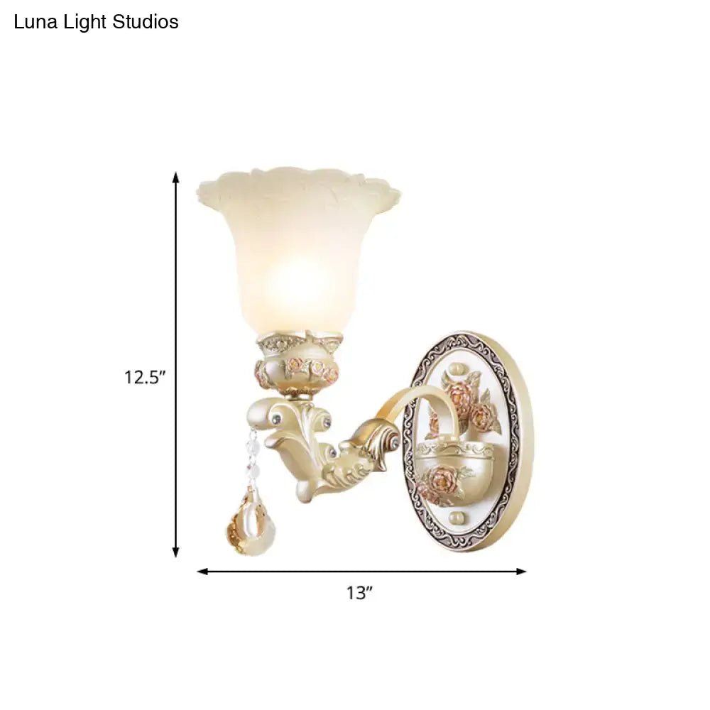 Vintage petal glass wall sconce ivory & gold 110v-120v living room light