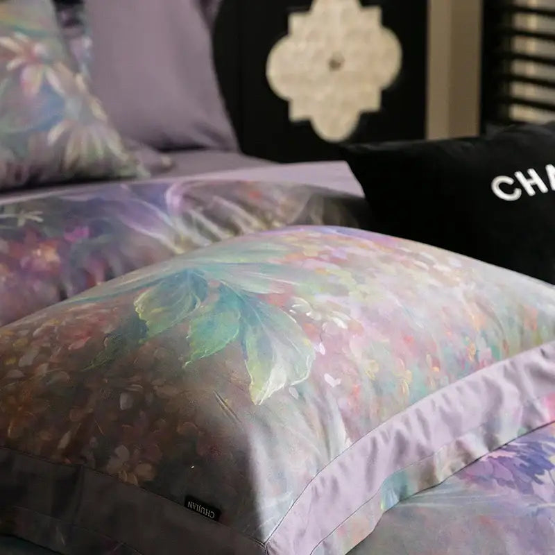 Vintage purple floral 1000tc egyptian cotton bedding set bedroom