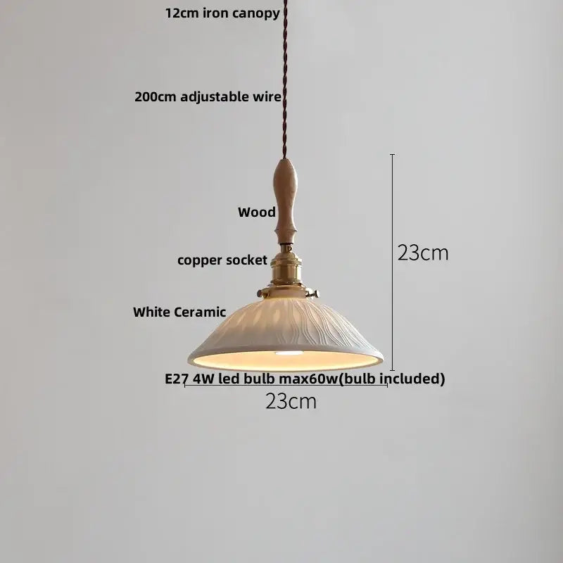 Vintage ribbed glass and wood pendant lights kitchen ceramic led