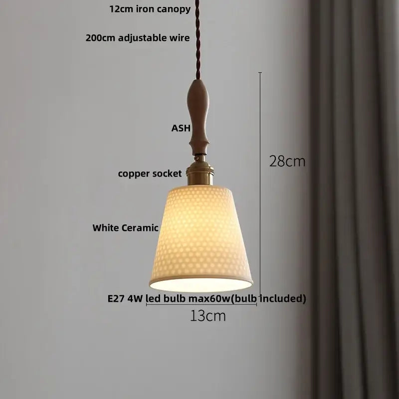 Vintage ribbed glass and wood pendant lights kitchen ceramic led