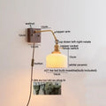 Vintage ribbed glass ceramic copper led wall lamps bedroom light