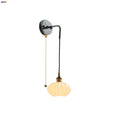 Vintage ribbed opal glass wall lamp bedroom ceramic canopy led