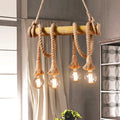 Vintage rope pendant light with bamboo rod – kitchen 110v-120v lamp