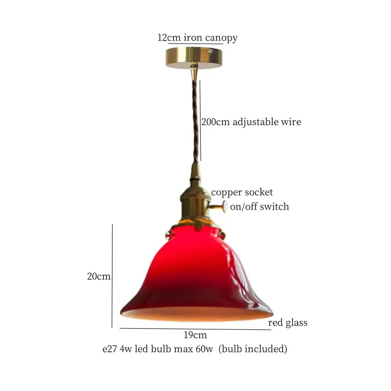 Vintage ruffled cream glass copper pendant lamp kitchen