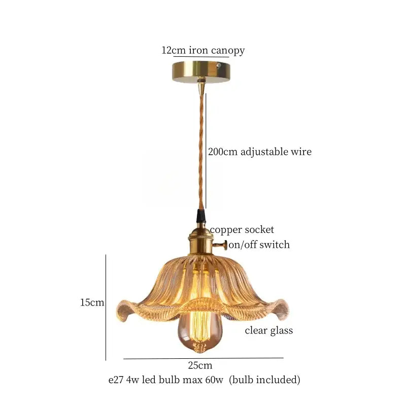 Vintage scalloped cream glass led pendant light for kitchen dining room