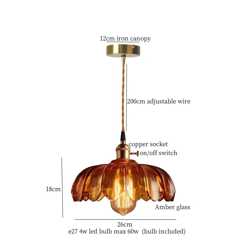 Vintage scalloped cream glass led pendant light for kitchen dining room