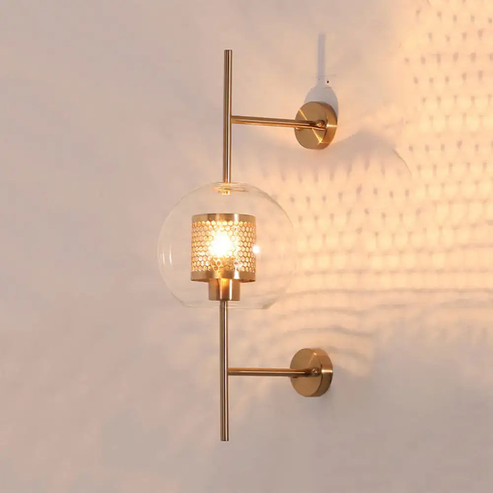 Vintage silver & gold clear glass sconce light – bedroom wall fixture