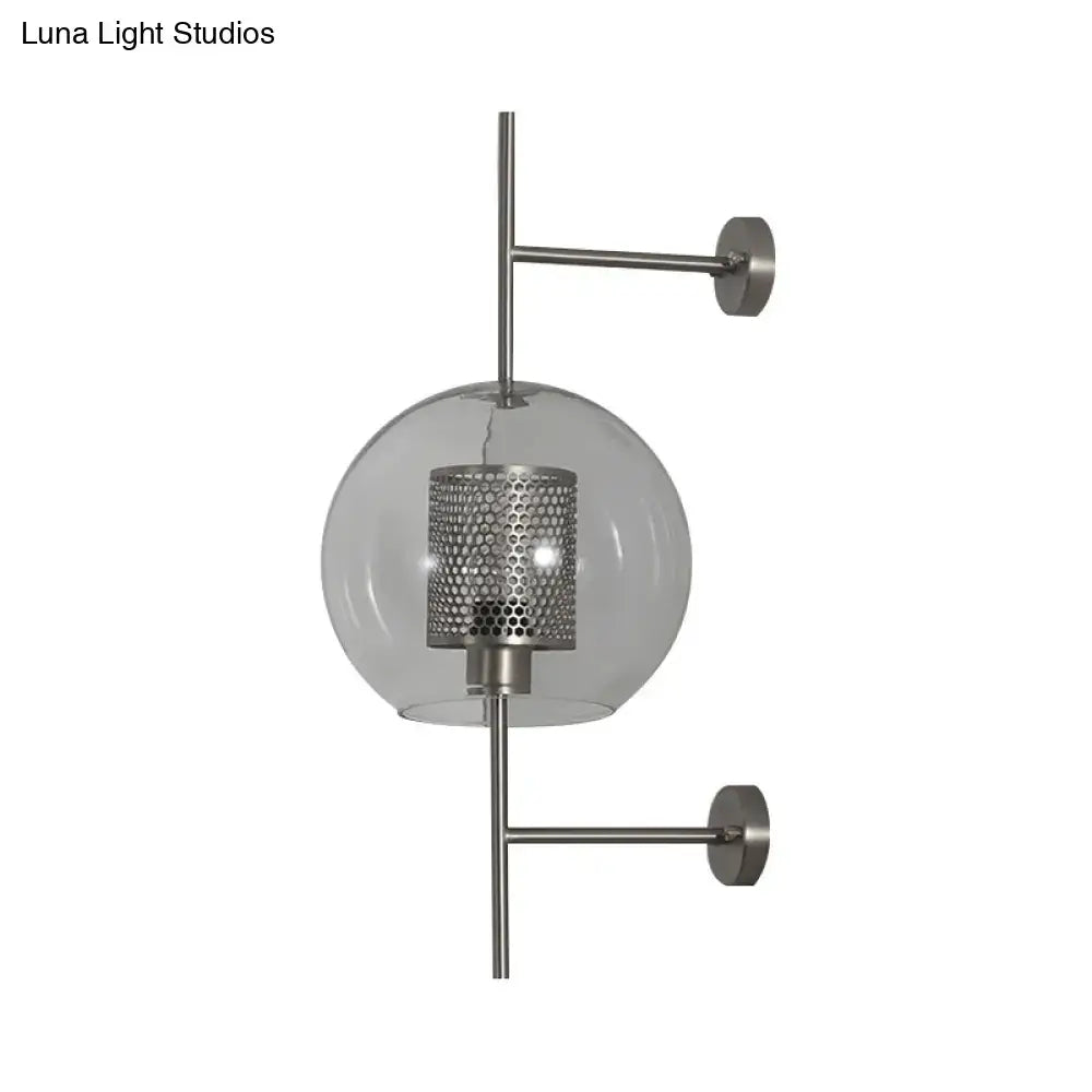 Vintage silver & gold clear glass sconce light – bedroom wall fixture