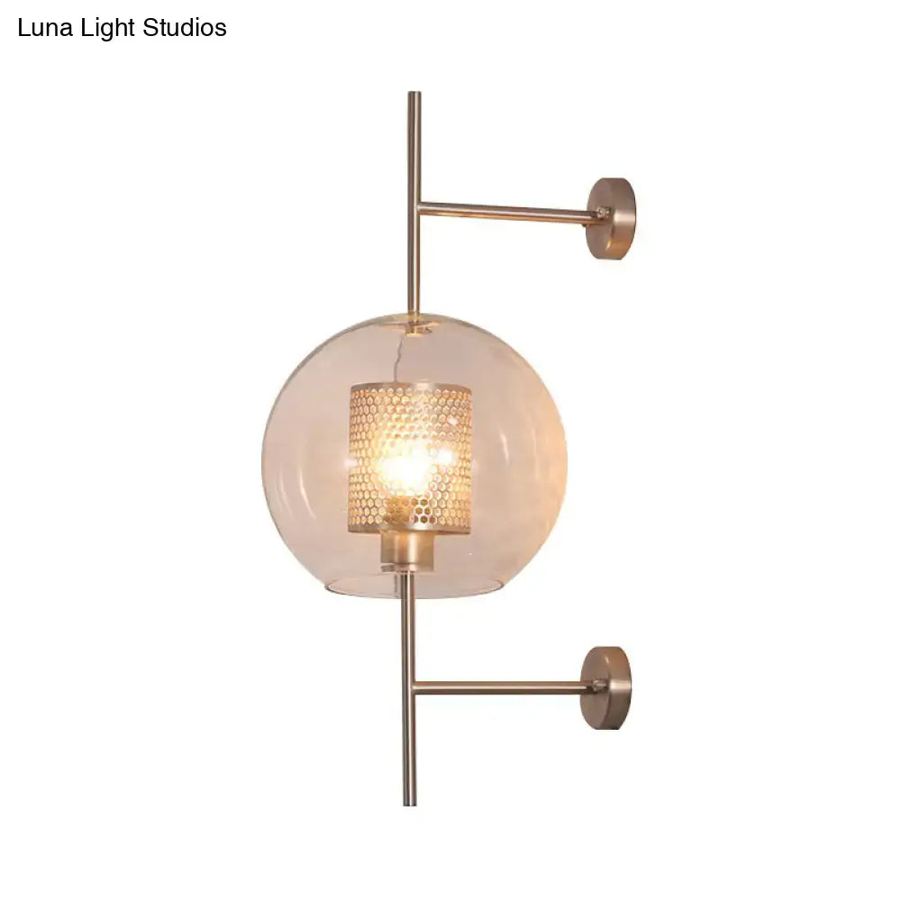 Vintage silver & gold clear glass sconce light – bedroom wall fixture
