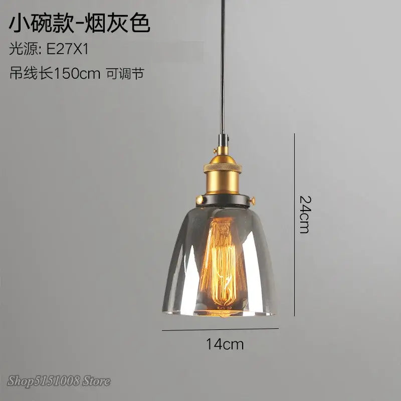 Vintage smoky grey glass pendant light set of 4 kitchen brass accents