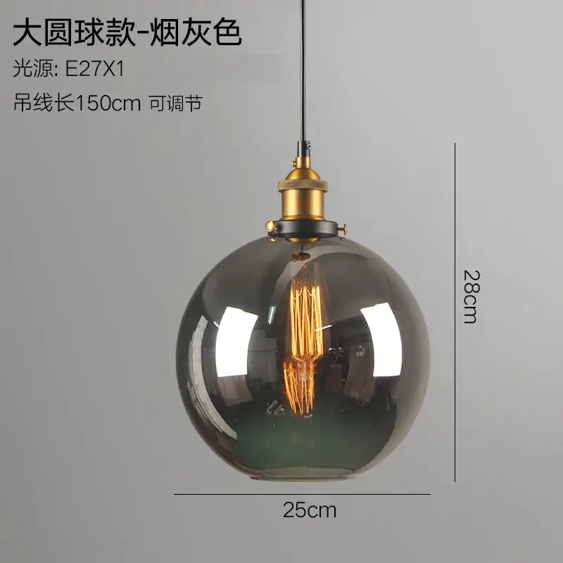 Vintage smoky grey glass pendant light set of 4 kitchen brass accents