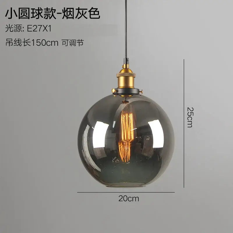 Vintage smoky grey glass pendant light set of 4 kitchen brass accents
