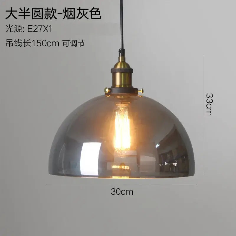 Vintage smoky grey glass pendant light set of 4 kitchen brass accents