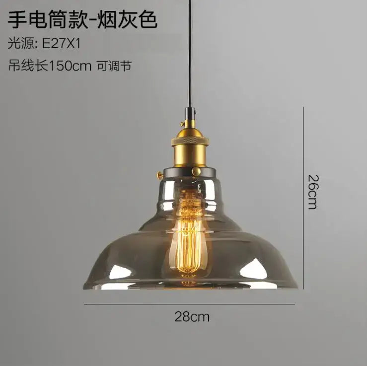 Vintage smoky grey glass pendant light set of 4 kitchen brass accents