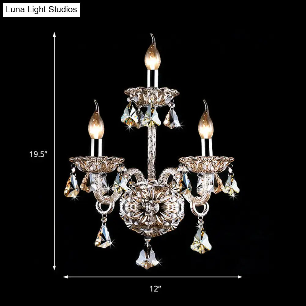 Vintage style amber crystal candle wall light living room sconce