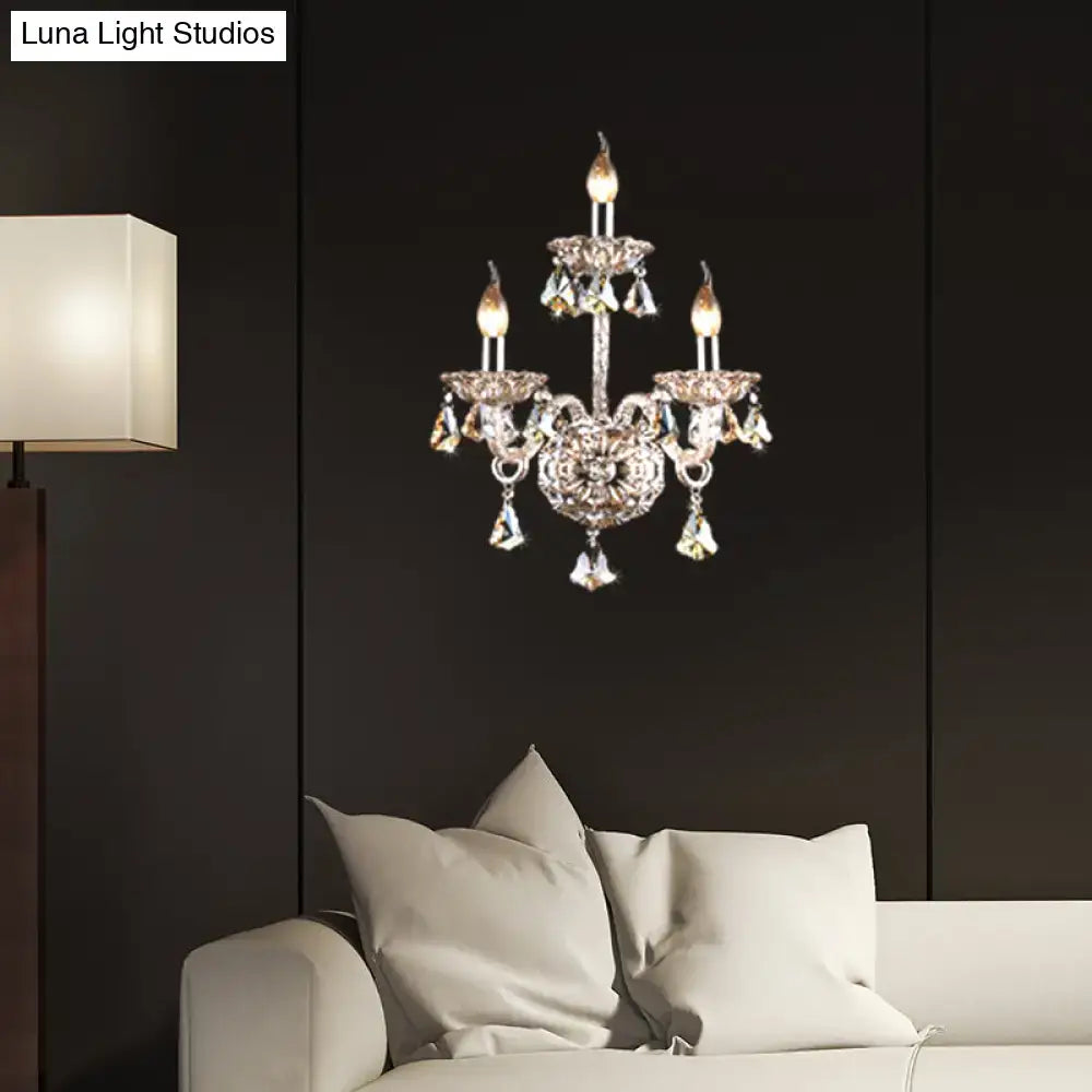 Vintage style amber crystal candle wall light living room sconce