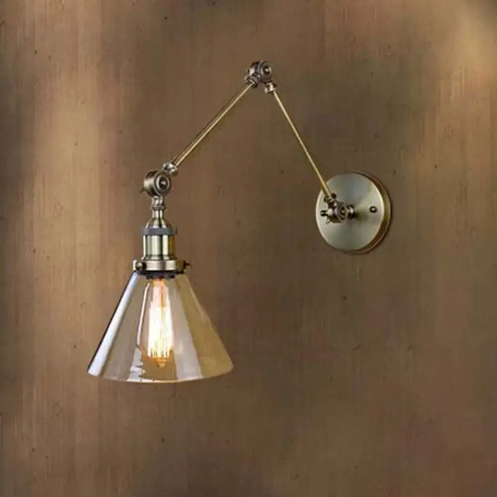 Vintage style antique brass wall sconce – living room glass light