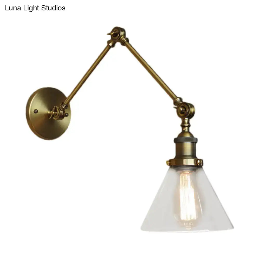 Vintage style antique brass wall sconce – living room glass light