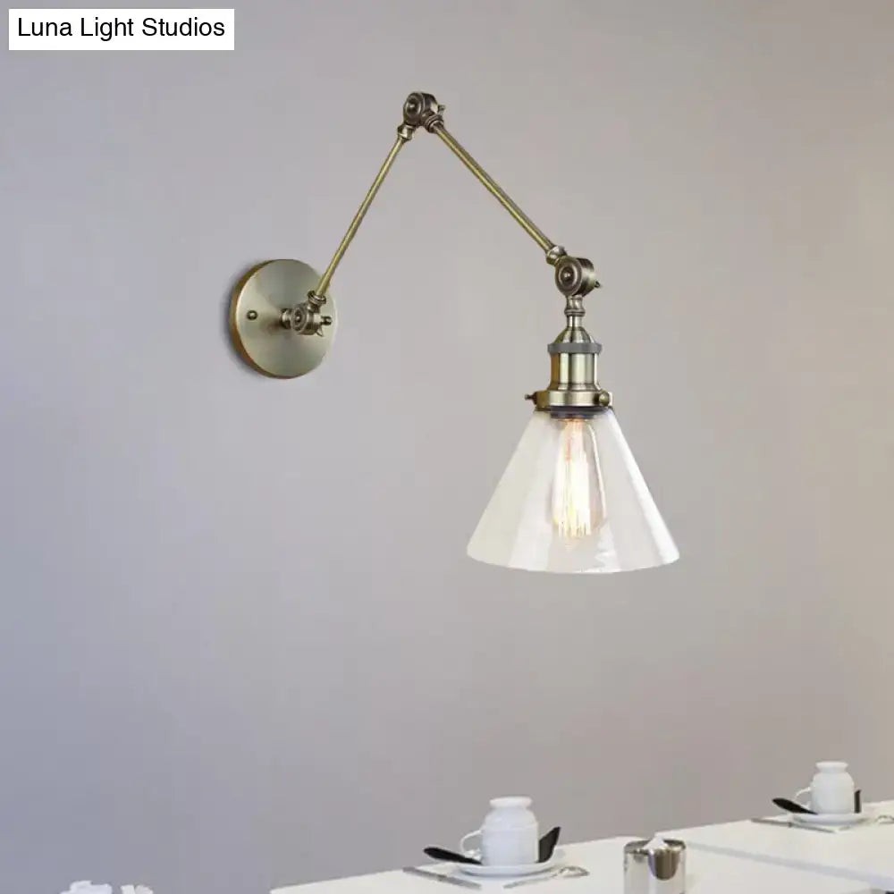 Vintage style antique brass wall sconce – living room glass light