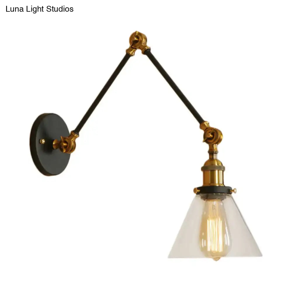 Vintage style antique brass wall sconce – living room glass light
