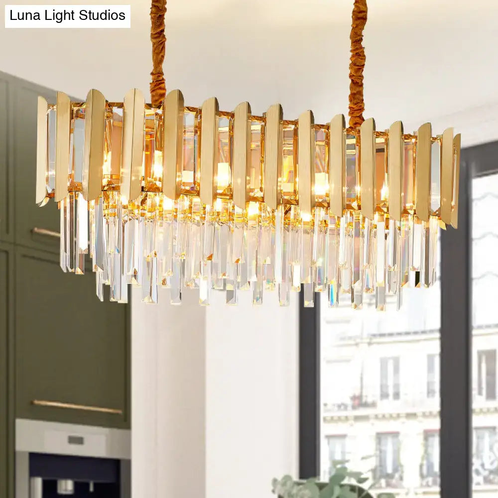 Vintage style brass finish multi light crystal chandelier dining room
