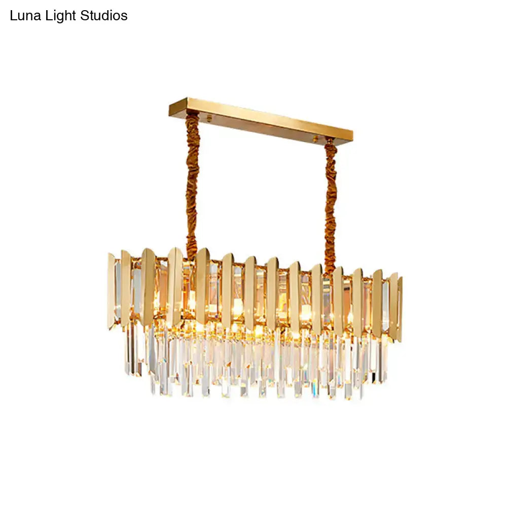 Vintage style brass finish multi light crystal chandelier dining room