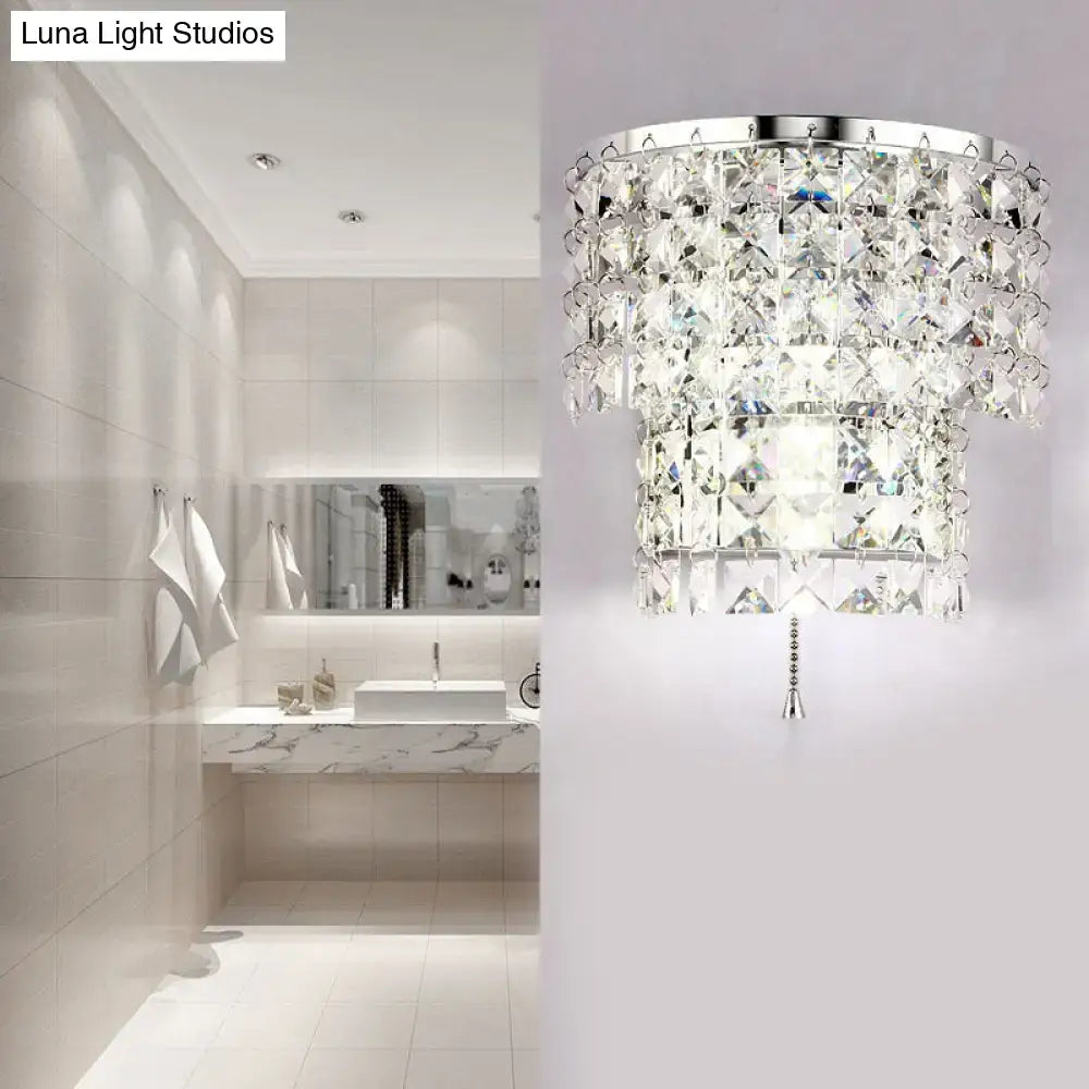 Vintage style gold & chrome crystal wall sconce bedroom light