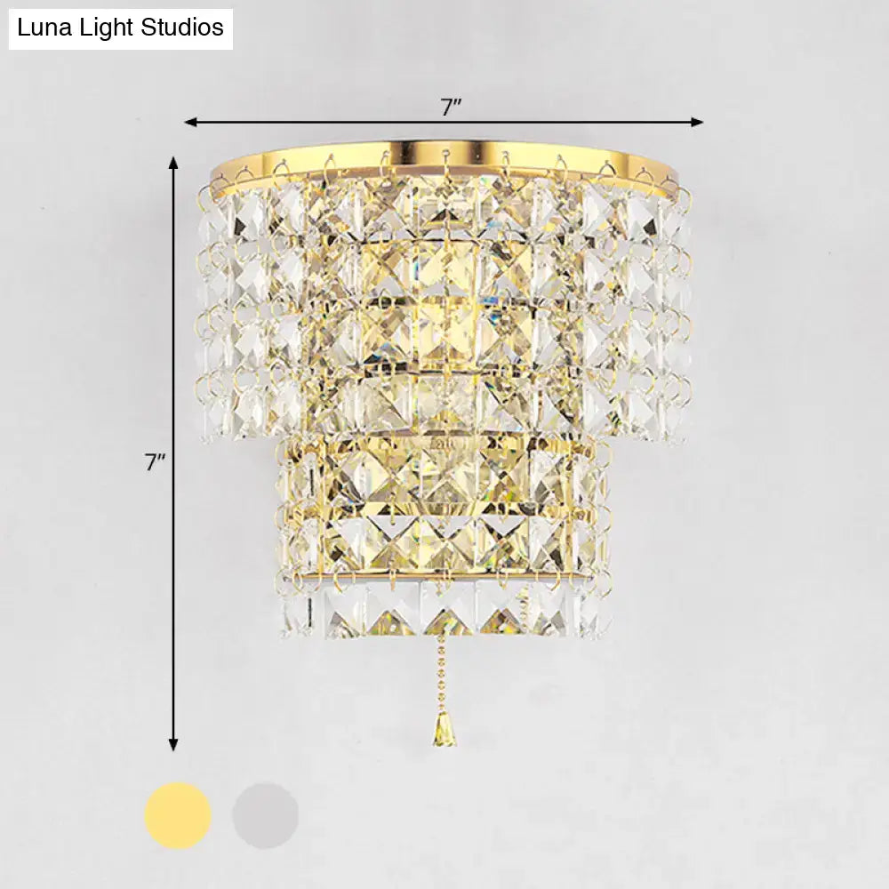 Vintage style gold & chrome crystal wall sconce bedroom light