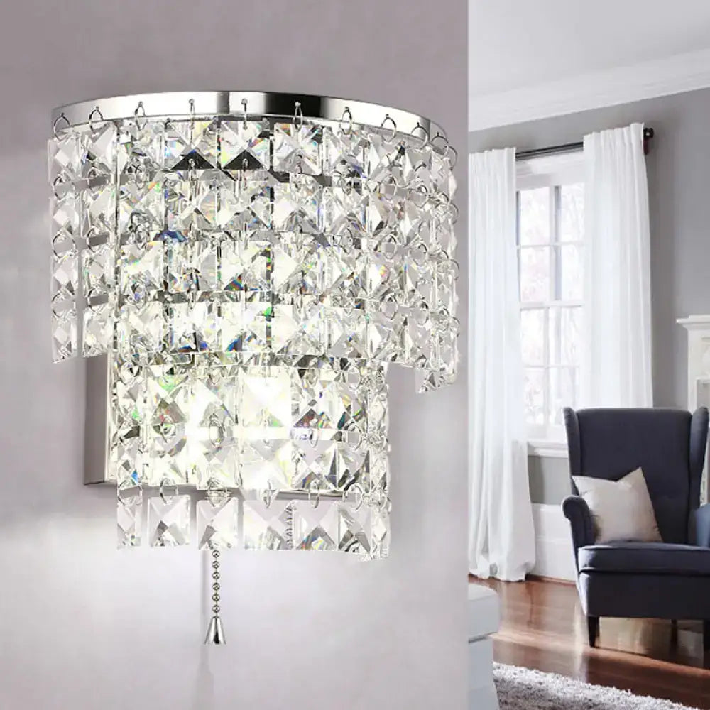 Vintage style gold & chrome crystal wall sconce bedroom light