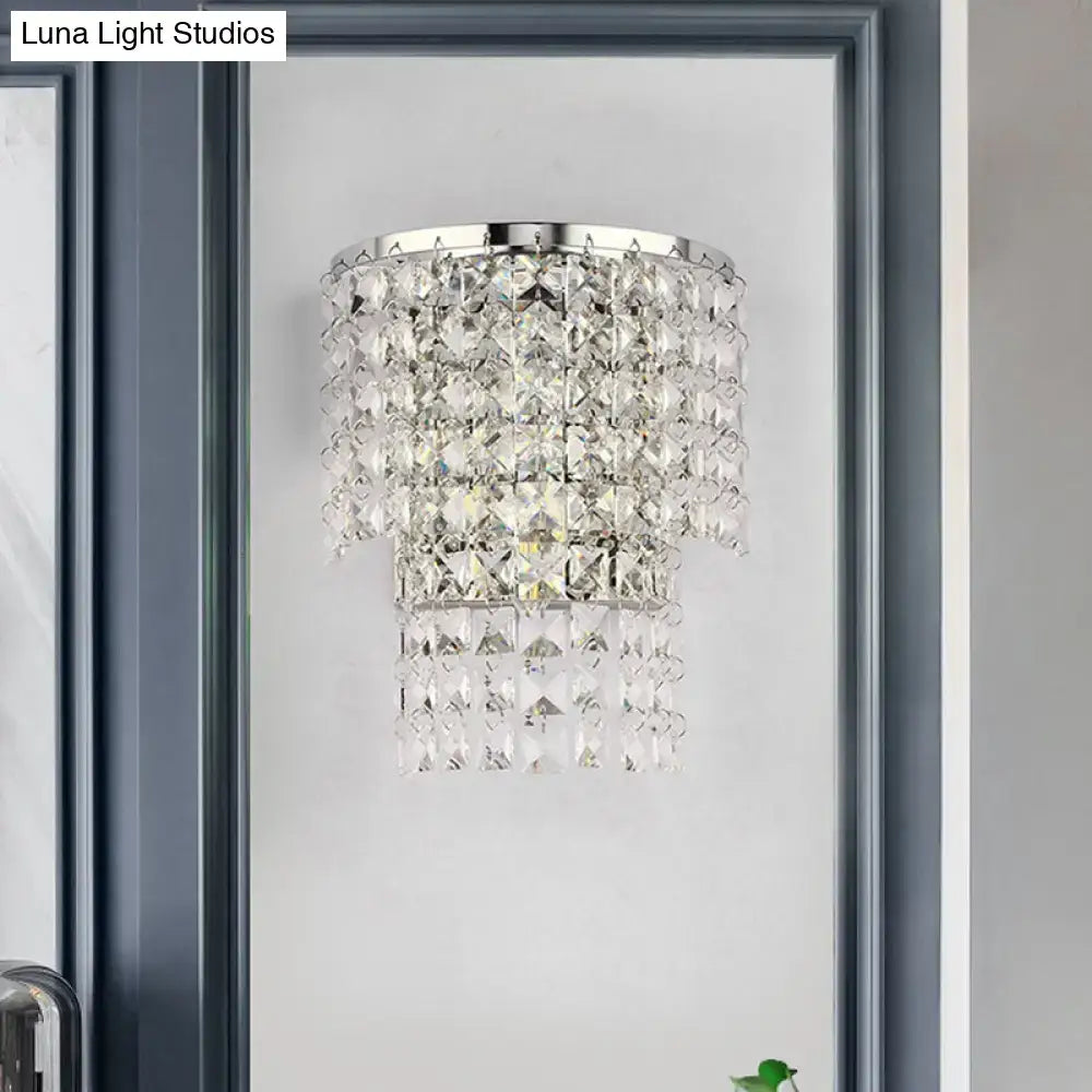 Vintage style gold & chrome crystal wall sconce bedroom light