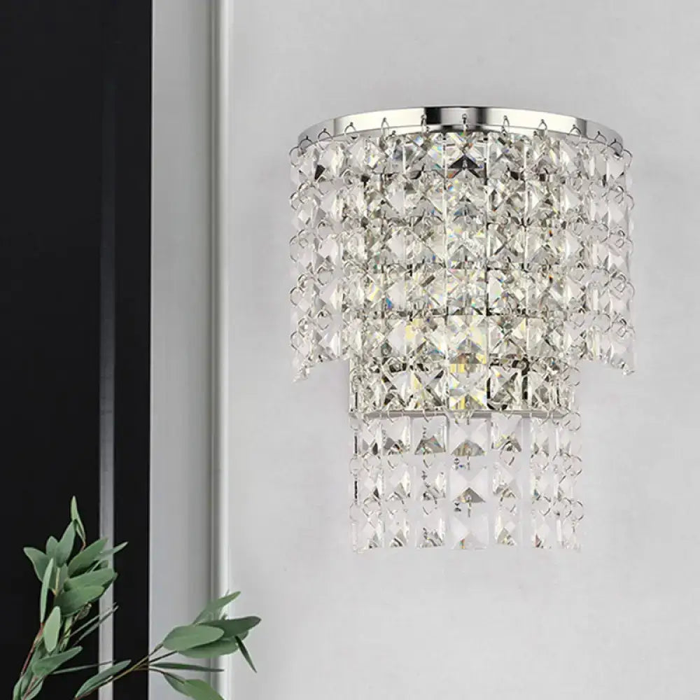Vintage style gold & chrome crystal wall sconce bedroom light