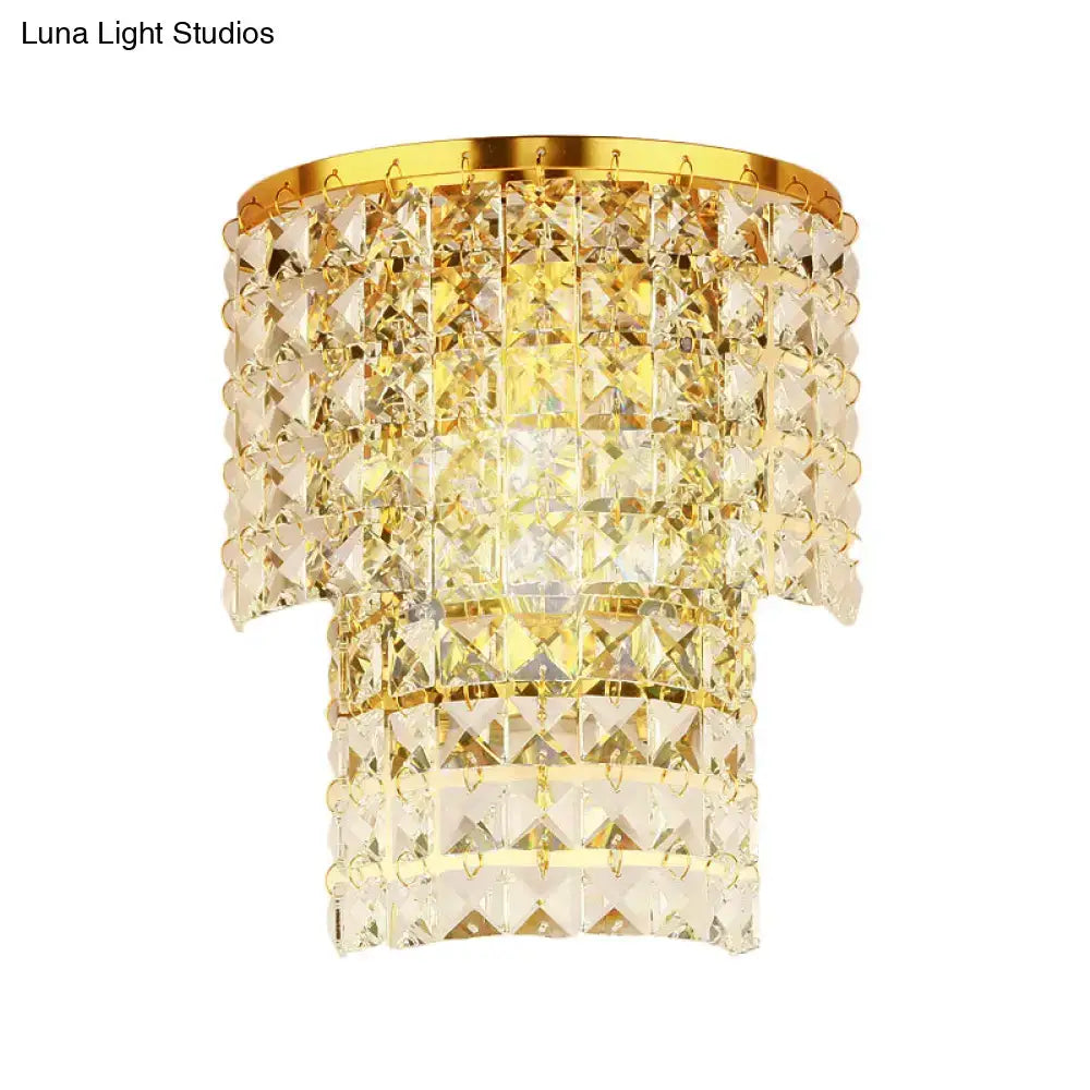 Vintage style gold & chrome crystal wall sconce bedroom light