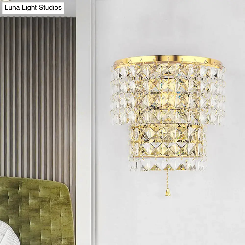Vintage style gold & chrome crystal wall sconce bedroom light