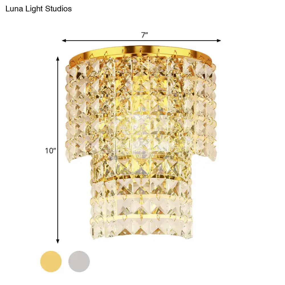 Vintage style gold & chrome crystal wall sconce bedroom light